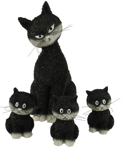 Collection Chats Dubout par Parastone  : chatte avec ses trois chatons assis lot de figurines Dub22 – (lot de 4)