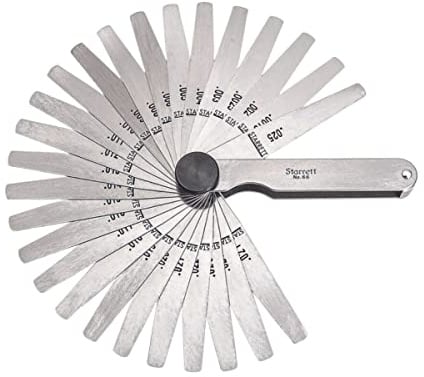 Starrett 66T Dickenmessgerät-Set mit konischen Flügeln, 0,0015-0,025 Dicke, 3-1/32 Länge, 26 Blätter