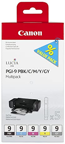 Canon PGI 9 5 original Tintenpatrone Multipack PBK/C/M/Y/GY für Pixma Drucker PRO9500 PRO9500MarkII