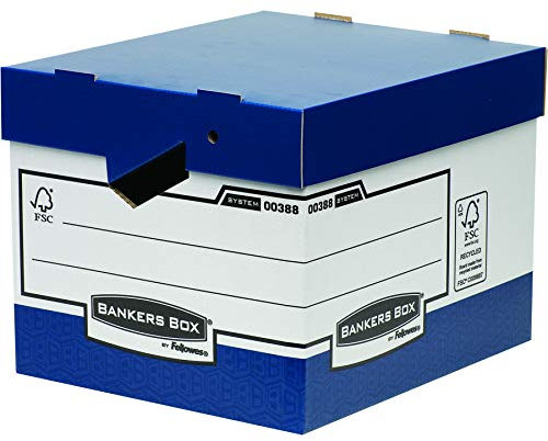 Bankers Box System Heavy Duty Ergo Box (ergonomischer Tragegriffen) 10 Stück blau/weiß