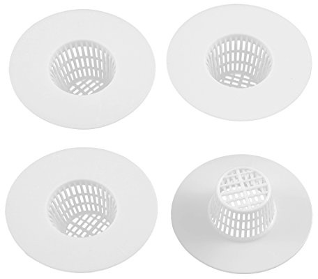 sourcing map Bathroom Plastic Drain Hair Stopper Strainers Sink Drainer Screen Net White 4pcs