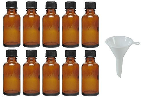 Viva Haushaltswaren – 10 tropffl Ash 30 ml/Farmacia Botellas con tropfei nsatz en marrón Cristal, Incluye Embudo
