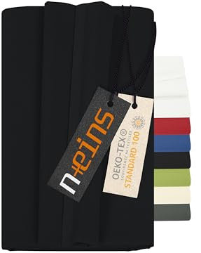 npluseins Laken ohne Gummizug - 100% Baumwolle - ca. 150 x 250 cm 701.887, schwarz
