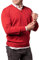 Dipuman Jersey Basico Caballero Liso Cuello Pico Manga Larga (5XL, Rojo)
