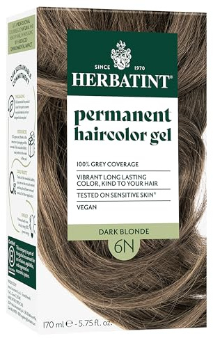 Herbatint Permanent Hair Dye For Women - 6N Dark Blonde - For Up To 100% Gray Coverage of Resistant Gray Hair - Ammonia-Free, Alcohol-Free & Vegan - Salon Influenced Hair Color 5.75 fl oz