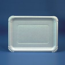 125 Teller Pappe eckig 24 cm x 33 cm weiss Einwegteller Kuchenteller