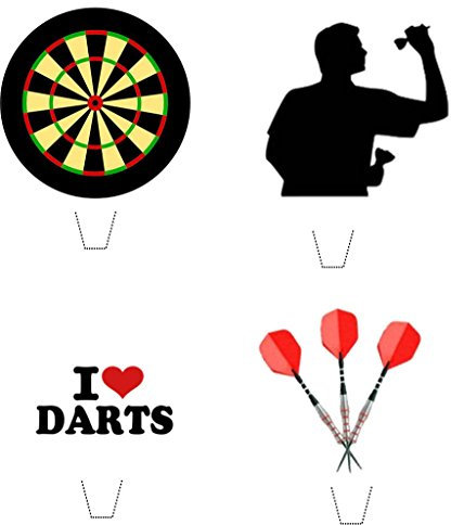 Darts Player Collection Edible Stand Up Wafer Paper Cake Toppers (12 Pack)