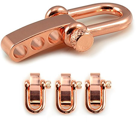 Schäkel aus Edel-Stahl, gerade, mit verstellbarem Dreh-Verschluss, 3er Set, DIY Arm-Band, nichtrostend, Ideal mit Paracord 550, Farbe: roségold