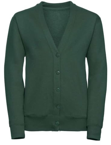 Miss Chief Girls Smart School Cardigan Sweatshirt Uniform Age 3 4 5 6 7 8 9 10 11 12 13 ((28) 7-8yrs, Bottle Green(Dark))