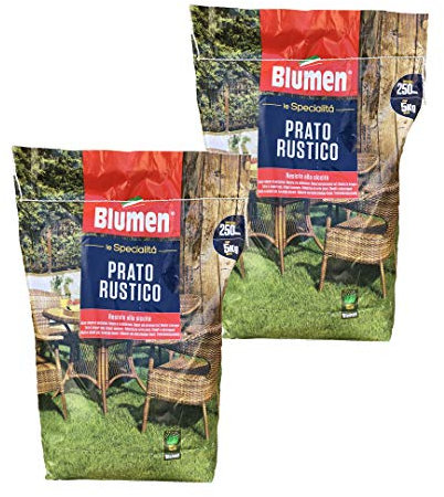 Semi Giardino Sementi per Prato Rustico Resistente Blumen 5 Kg - Set da 2 Confezioni (10 kg) Copertura 500 mq