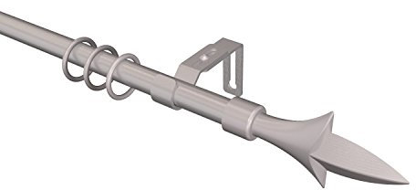 Flairdeco Gardinenstange 16 mm Ø Lilie, Metall-Kunststoff, Silbergrau, 160 cm