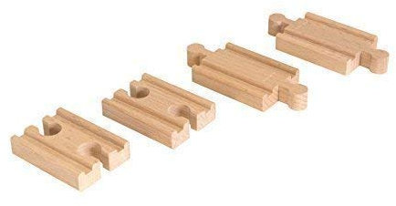 BRIO Eisenbahnschienen 1/4 Ausgleichsschienen Mix Holz, für Holzeisenbahn, braun, 7 cm x 4 cm x 1.5 cm, O-Skala, 1,435 mm, Holz-Eisenbahn-Schienen