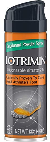 Lotrimin AF Athlete's Foot Deodorant Antifungal Powder Spray, Miconazole Nitrate 2%, Clinically Proven Effective Antifungal Treatment of Most AF, Jock Itch and Ringworm, 4.6 oz Spray Can (Pack of 2)