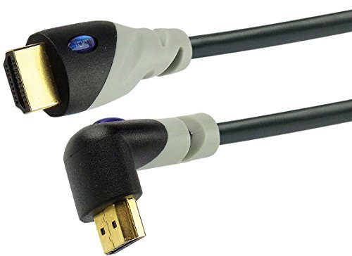 SCHWAIGER High-Speed-HDMI-Kabel mit Ethernet, 3,0m, schwarz, 90° Winkelstecker > Stecker, Ultra HD, 4K, 3D, 18 Gbits/s