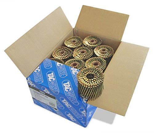 Tacwise 1021 Clavos en Bobina Plana Sin Acabado Tipo 3,1 x 90 mm, Punta Diamante, Vástago Anillado, Inclinados 16°, Bobinados con Alambre, Paquete de 4000
