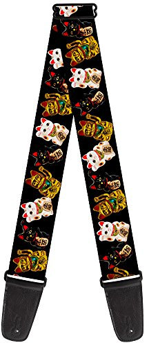 buckle-down Gitarrengurt 34-60 Maneki Neko Lucky Cats Gold/Black/White