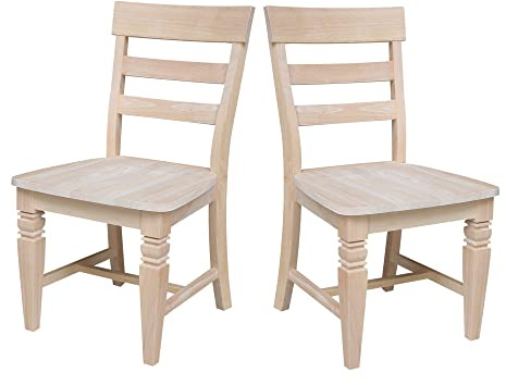 IC International Concepts Java Dining Chair Set of 2, Hardwood, Ready-to-Finish, 36.6H with 18H Seats, 19.7W x 22D, Ideal for Dining Room Furniture - Unfinished