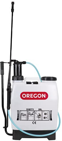 Oregon 518771 Backpack Pressure Garden Chemical / Weed Killer Sprayer with Lance and 2 Adjustable Spray Nozzles, 20 Litres, Knapsack Wearable Gardening Accessories