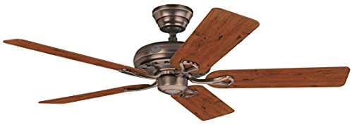 HUNTER FAN Savoy, 132 cm, Ventilador de Techo para Interior con Luz, Silencioso, con Cadena y 5 Aspas Reversibles en Cerezo Envejecido y Caoba, para Verano o Invierno, Acabado Bronce Ámbar, Modelo 24525