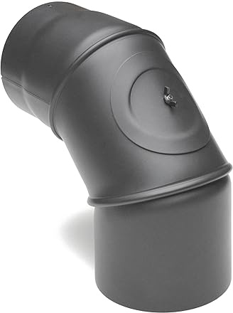 raik Rauchrohrbogen/Ofenrohrbogen 3-teilig drehbar 0-90° 120 mm Durchmesser mit Reinigungsöffnung Stahlblech 2 mm Gussgrau SH031-120-gg