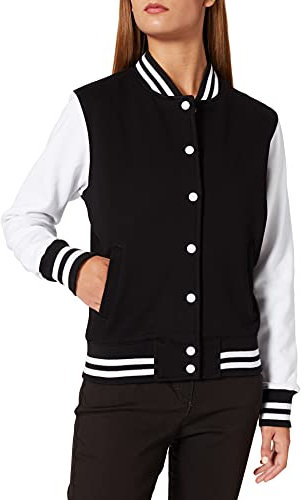 Build Your Brand Ladies Sweat College Jacket, L, Black