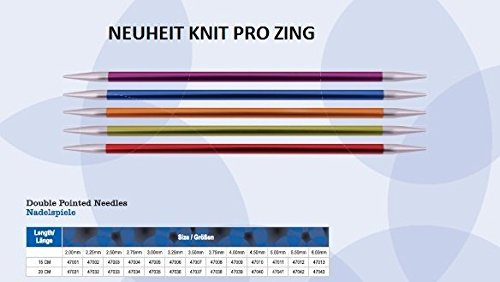 NEUHEIT Knit Pro Nadelspiel 15 cm, ZING, aus Aluminium, versch. Nadelstärken (NS 4.0)