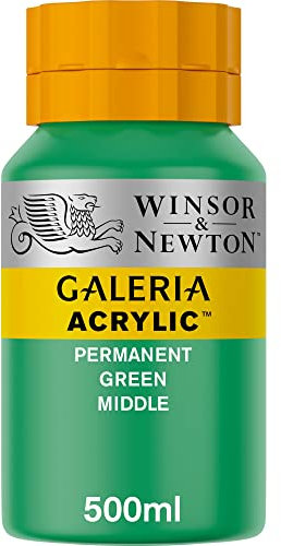 Winsor & Newton Galería - Pintura Acrílica , 500 ml, Verde (Permanent Green Middle)