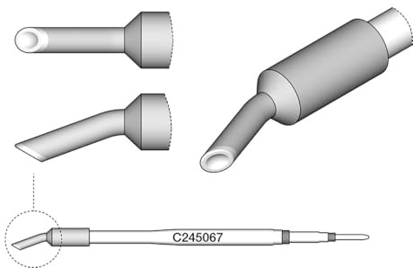 JBC Lötspitze Serie C245 Sondertypen, C245067/2,3 mm, Hohlkehle, gebogen C245067 (2045 2245 Loetkartusche Loetpatrone Loetspitze Lötkartusche Lötpatrone Wave)