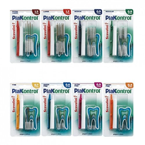 Plakkontrol® scovolini per l'igiene dentale con manico intercambiabile - 1,5 mm, conf. 10 pz, peso confezione: ℮ 14 g