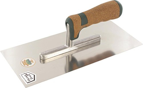 Glättekelle ungezahnt 130 x 280mm aus rostfreiem Edelstahl, mit ergonomischen Korkgriff für verminderte Schweiß- sowie Blasenbildung - Abriebfest