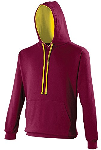 AWDis Men's Varsity Hoodie, Multicoloured (Burgundy/Charcoal), XXX-Large