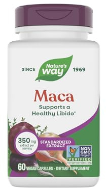Nature's Way Maca Standardized Extract, Supports a Healthy Libido*, Standardized to 0.6% Glucosinolates, Non-GMO Project Verified, 60 Vegan Capsules (Packaging May Vary)