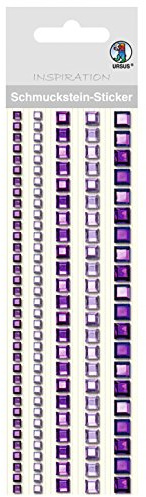 Ursus 75030005 - Schmuckstein Sticker, Bordüren, quadratisch, violet, 5 Stück in verschiedenen Größen, selbstklebend, einfach von der Folie abzuziehen, in verschiedenen Farbtönen