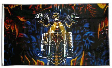 Flagge Totenkopf Hell Biker Höllenreiter - 90 x 150 cm