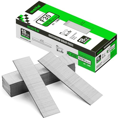 meite 18 Gauge Brad Nails, 30 mm 18G Brad Nails for Nail Gun, Galvanised Small Finishing Nails for Joinery, Trim Work (5,000 Counts)