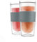 Host Tumbler Freeze Double Walled Insulated Freezable Drink Chilling Tumbler/Travel Drinkware, Comfort Silicone Grip, 16 oz (473ml), Set of 2, Grey