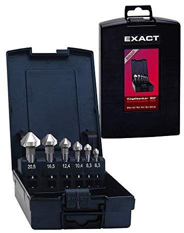 Exact 05527 Kegelsenker Set, Ø 6,3-20,5mm, 90°, HSS, DIN 335C, 6 Stück
