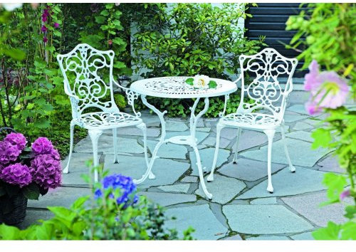 FOXCUP Bistro-Set Lugano, 3-teilig, Aluminiumguss, Weiß, Kochgeschirr-Set