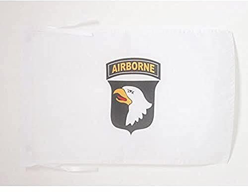 AZ FLAG - Drapeau USA Airborne blanc avec aigle - 45x30 cm - Pavillon Américain – Armée Etats-Unis 100% Polyester Avec Deux Cordelettes - 20g