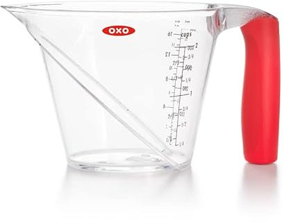 OXO 1059199 SoftWorks 2 Angled Measuring Cup, Transparent (Glass) & Black