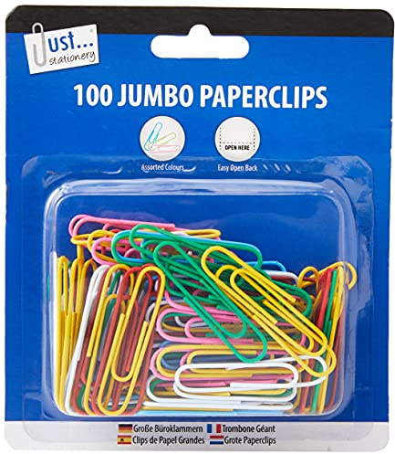 Just stationery Jumbo Paperclip (Pack of 100), Multi, 9195