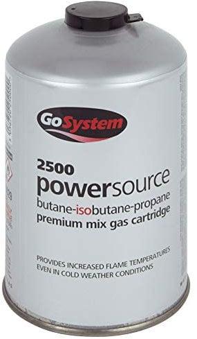 GoSystem Butane Propane Threaded Mix Gas Cartridge - Silver, 445 gram
