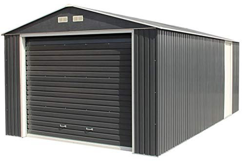 Imperial Cobertizo de Garaje de Metal de 12 pies x 20 pies en Gris Oscuro con Ribete Blanco