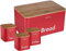 (Red) - Kinghoff 4 Piece Kitchen Storage Includes Bread Bin Tea Coffee Sugar Caddy Tins Containers Canister Storage Jars Pots Set (Red)
