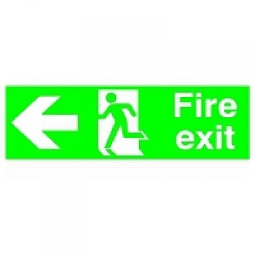 SIGNSLAB FX04311M Safety Sign Niteglo Fire Exit Running Man Arrow - Left, PVC, 150 mm x 450 mm