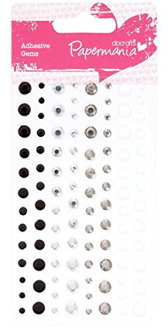 Papermania Adhesive Stones Assortment (104 Pieces) - Monochrome