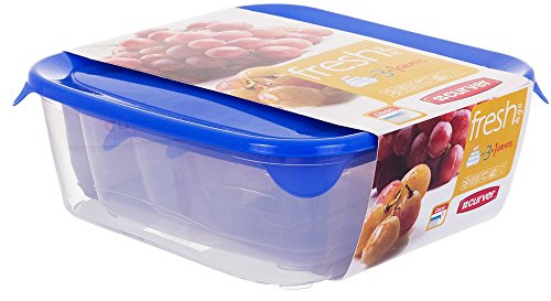 Curver 08927-139-00 Quadratische Frischhaltedose Fresh&Go, 4-er Set, transparent/blau