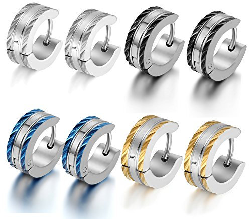 OIDEA Allergiefrei Unisex Klein Creolen Männer, Rund Ohrringe Klapp Ohrschmuck Set für Damen Herren Jungen, 4 Paare aus Edelstahl Reifen Huggie Klappbar Ohrhänger Piercing Geschenk