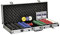 Nexos Trading Pokerkoffer Starter-Poker-Set mit 500 Poker-Chips im Alu Koffer mit 2 Schlüssel Silber inkl. 2 Kartendecks 1 Dealer Button 5 Würfel