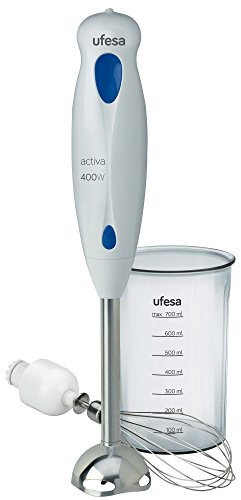 Ufesa BP4543 - Batidora de pie, pie de acero, vaso transparente graduado y varilla batidora, 400 W, color blanco